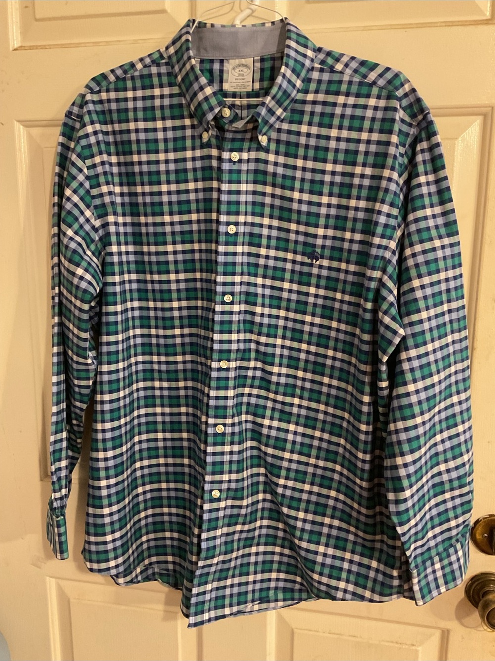 Brooks Brothers Regent 2X Blue&GreenButton-Down Plaid Dress Shirt - PIMA COTTON